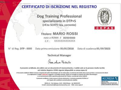 Certificato DOG TRAINING