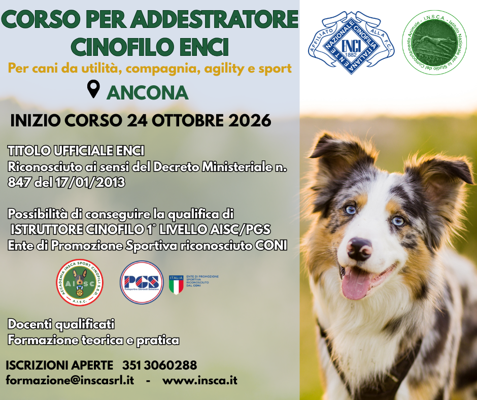 ANCONA (AN): Corso tecnico per Addestratore Cinofilo ENCI
