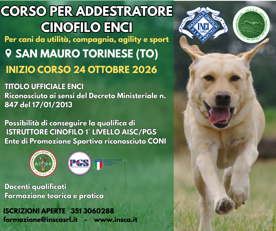 S. MAURO TORINESE (TO): Corso tecnico per Addestratore Cinofilo ENCI