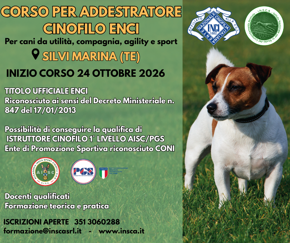 Silvi Marina (TE): Corso tecnico per Addestratore Cinofilo ENCI