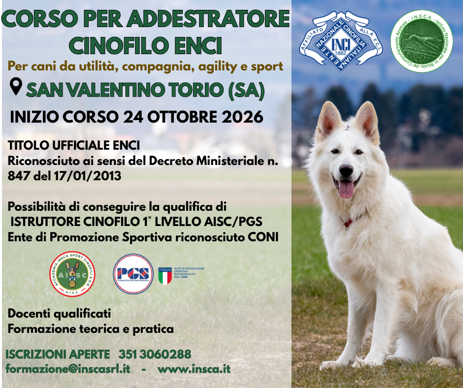 SAN VALENTINO TORIO (SA): Corso tecnico per Addestratore Cinofilo ENCI