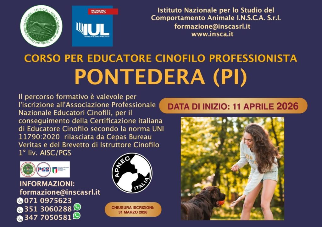 PONTEDERA: Corso Educatore Cinofilo Professionista