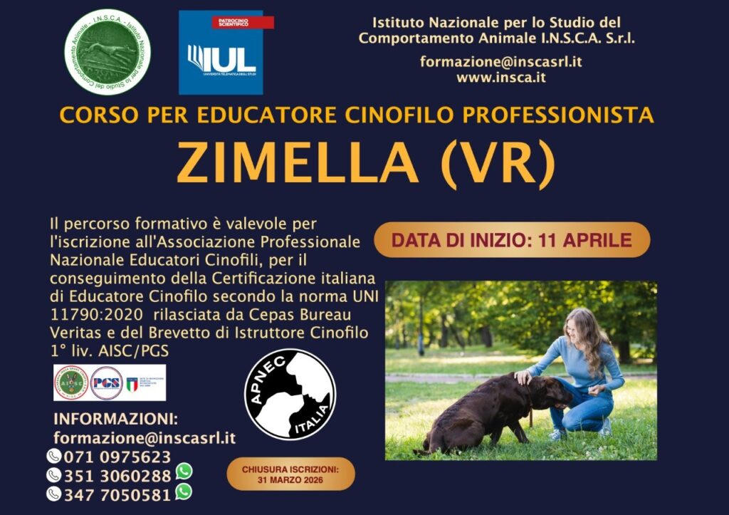 ZIMELLA: Corso Educatore Cinofilo Professionista