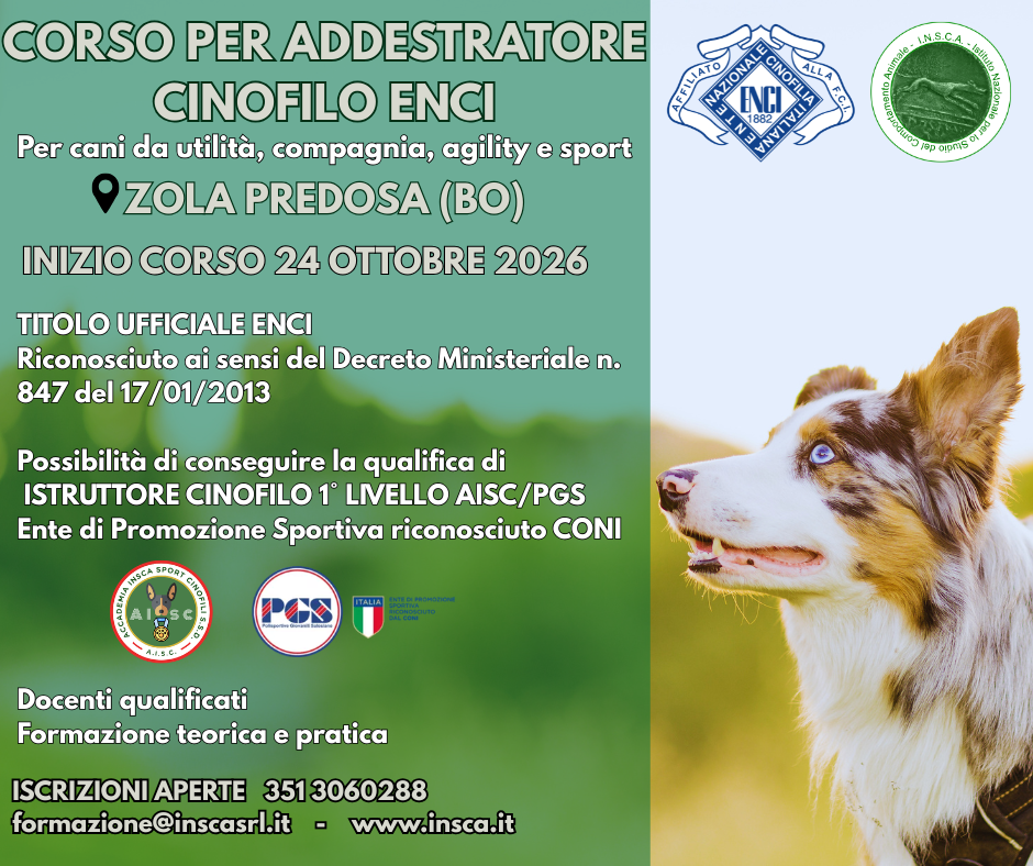 Zola Pedrosa (BO): Corso tecnico per Addestratore Cinofilo ENCI