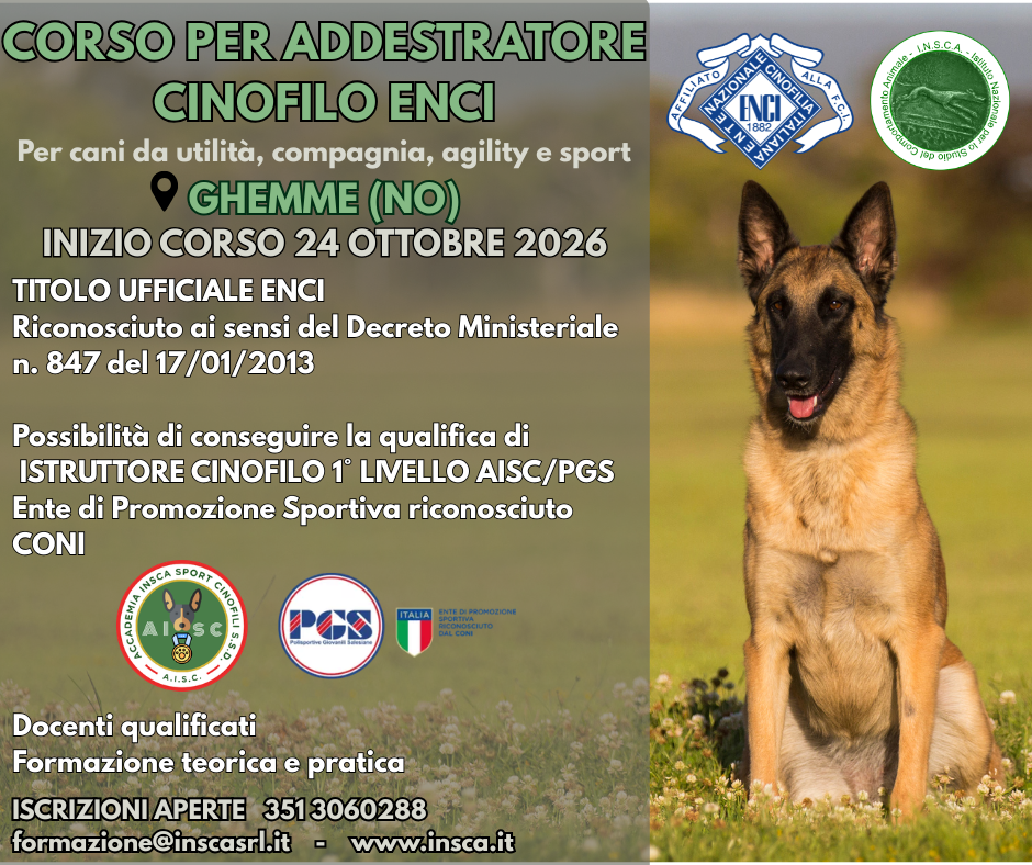 Ghemme (NO): Corso tecnico per Addestratore Cinofilo ENCI